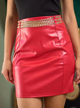 Cargar imagen en el visor de la galería, Red PU Leather Skirt
