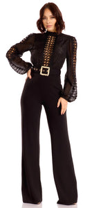 Black Woven Crotch Top Jumpsuit