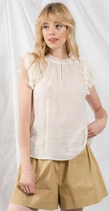 Flutter Solid Woven Blouse