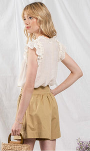 Flutter Solid Woven Blouse