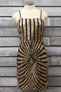 Rose Gold w/ Black Sequence Dress